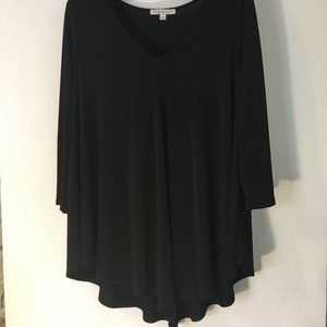 Womens Black V-Neck Dressy Green Envelope LA Top 1x